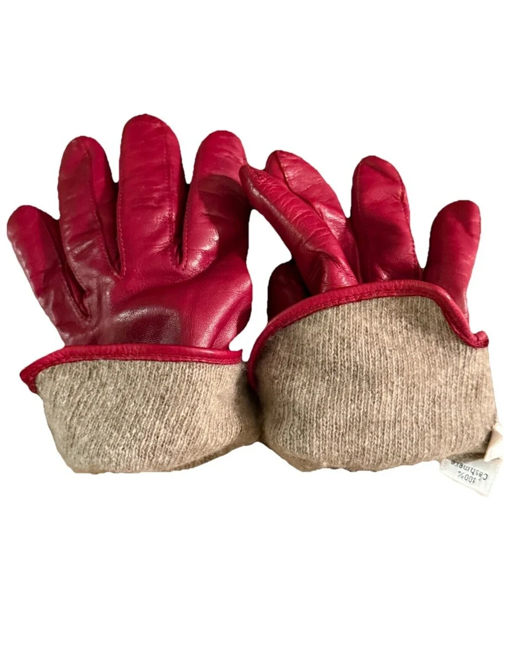 Coach Red Gloves Cashmere Lined Vintage Dress Gloves Size 8